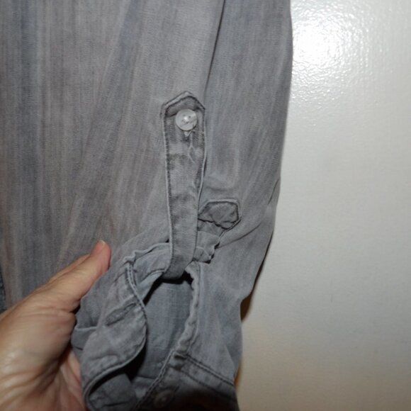 Blue Rain Split Back & Fray Hem 100% Lyocell Tencel Top Sz M - Picture 4 of 6